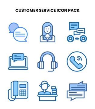 Customer Service Two Colour Graphics Icons Pack Stock Illustration