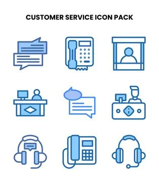 Customer Service Two Colour Set Icons Pack Stock Illustration