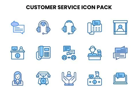 Customer Service Two Colour Vector Icons Pack Ilustração Stock