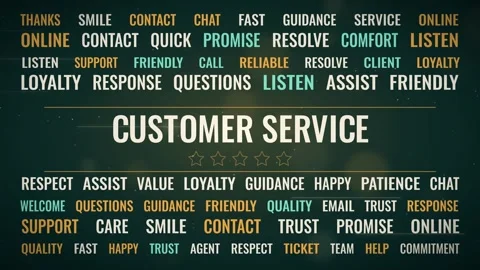 Customer Service Word Animation with Five Stars Horizontal Text Motion Vibrant Stock Footage 347289828