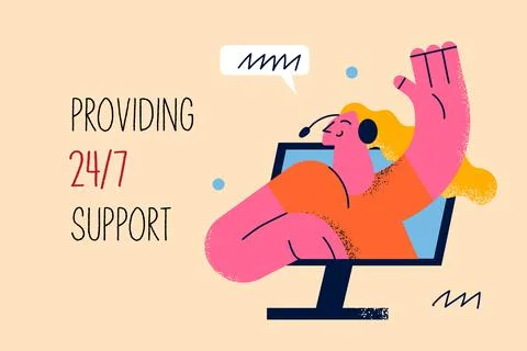 Customer service worker providing support concept Illustrazione stock