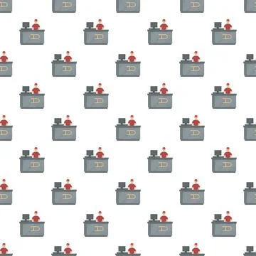 Customer service worker reception desk seamless pattern Stockillustratie