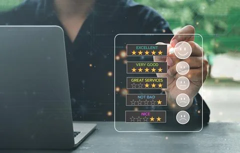 Customer services satisfaction.businessman using computer notebook To answer  Stock Photos