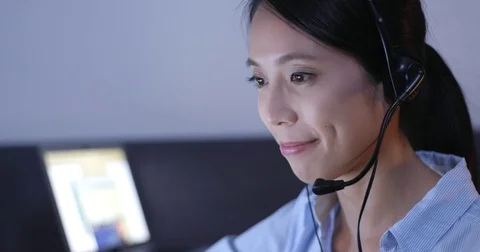 Customer services working at night Stock Footage 81538436