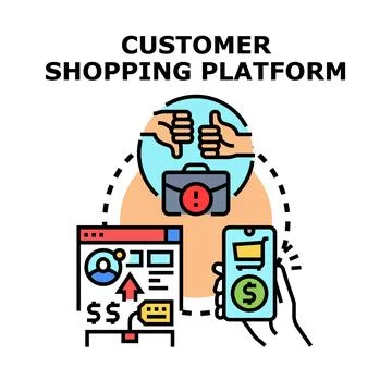 Customer shopping platform concept for online commerce Stock Illustration