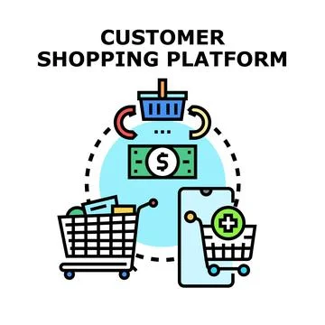 Customer shopping platform digital commerce online retail Stock Illustration