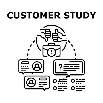 Customer study concept with feedback analysis and market research Stock Illustration
