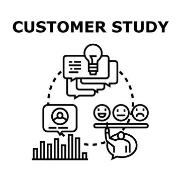 Customer study concept with feedback and insights Stock Illustration