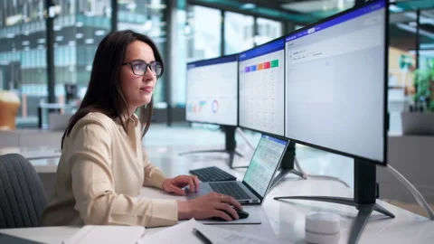Customer Success Manager Analyzing Software Dashboard Stock Footage 339904870