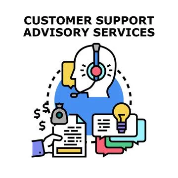 Customer support advisory services concept icon illustration Illustrazione stock
