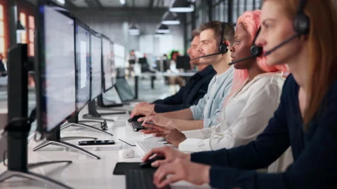 Customer Support Agent Helping Client On Desktop Computer Stock Footage 333841416