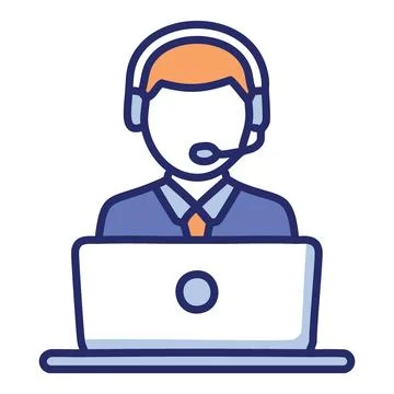 Customer support agent laptop icon. A colorful illustration of a customer s.. Stock Illustration