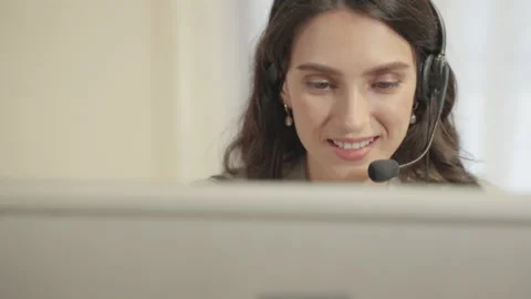 Customer support agent provide service on telephone video conference call Stock Footage 146391300