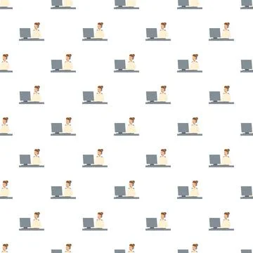 Customer support agent working at computer call center pattern Stock-Illustration