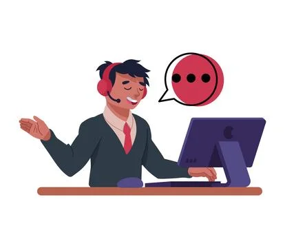 Customer support agent working Illustrazione stock