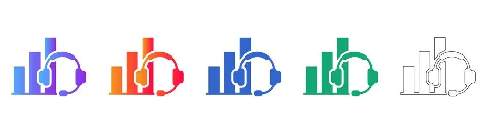 Customer Support Analytics and Headset Icons Stock Illustration
