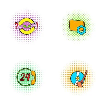Customer support and data management settings icons イラスト素材