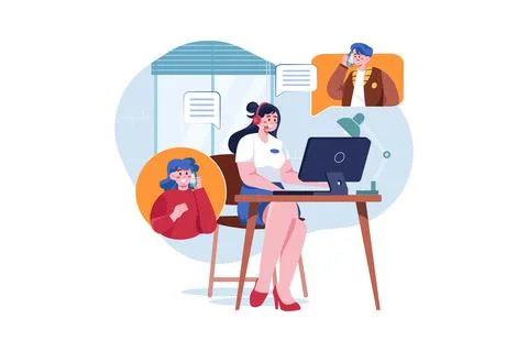 Customer Support And Guide Illustrazione stock