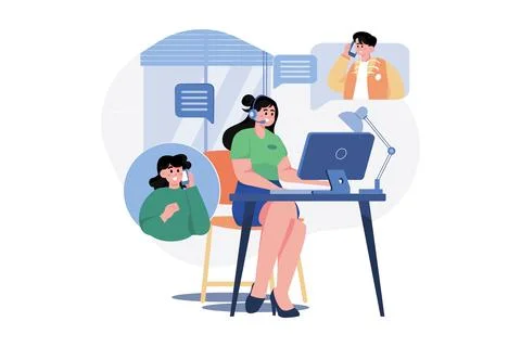 Customer Support And Guide Illustration concept on white background Illustrazione stock