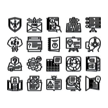 Customer support and information services outline icons イラスト素材
