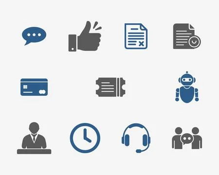 Customer Support and Service icons set. Stock Illustration