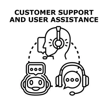 Customer support and user assistance concepts uniting technology Stock Illustration