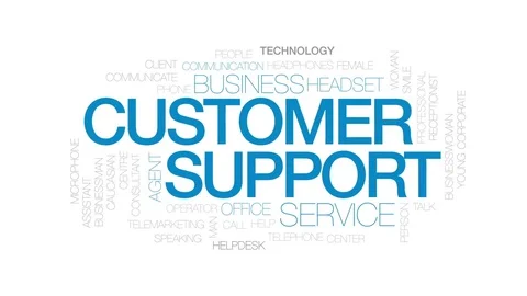 Customer support animated word cloud, text design animation. Kinetic typography. Stock Footage 79423765
