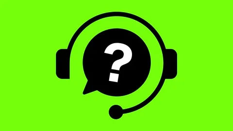 Customer Support Animation with Headset and Question Mark Icon on Green scr.. Stock Footage 309884744