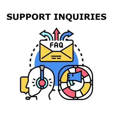 Customer support assistance and inquiry problem solving concept Stock Illustration
