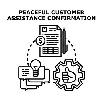 Customer support assistance and service confirmation concept Stock Illustration