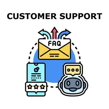 Customer support assistance vector concept providing online help and faq Stock Illustration