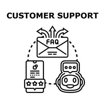 Customer support assistance vector concept providing online help and faq Ilustração Stock