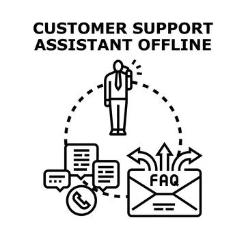 Customer support assistant engaging communication methods offline Stock Illustration