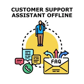 Customer support assistant engaging communication methods offline 库存插图