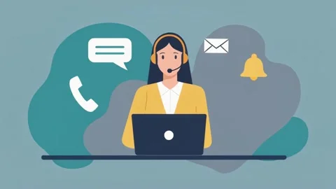 Customer Support Assistant with Laptop Animation 4K Stock Footage 328785959