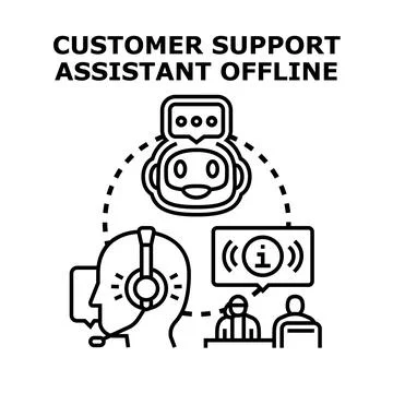 Customer support assistant offline service connection concept Stock Illustration