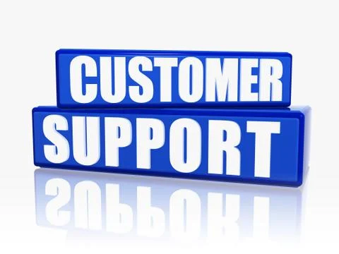Customer support in blue blocks Stock Illustration
