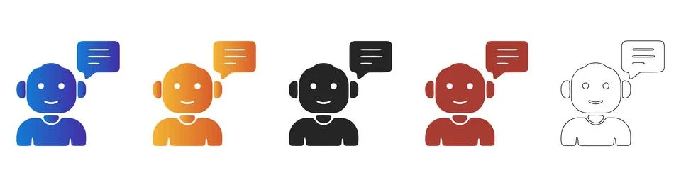 Customer support bot chat icon isolated on transparent Illustrazione stock