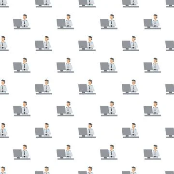 Customer support call center agent working pattern 스톡 일러스트