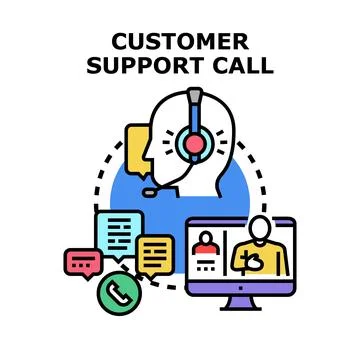 Customer support call center communicating online 库存插图