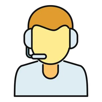 Customer support call center operator avatar icon Stock Illustration