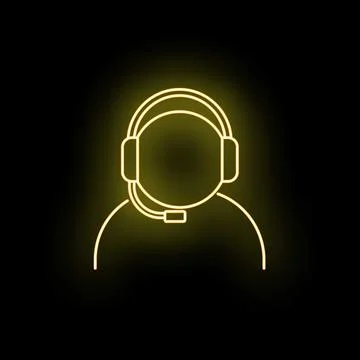Customer support call center operator neon icon Stock Illustration