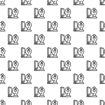 Customer support call center operator seamless pattern background イラスト素材