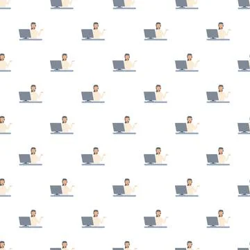 Customer support call center operator seamless pattern Stock Illustration