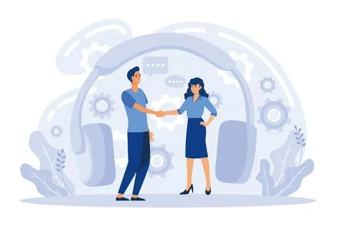 Customer support call center. Personal assistant service, person advisor ho.. Illustrazione stock