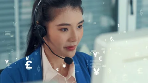 Customer support call center provide data with envisional graphic Stock Footage 165233210