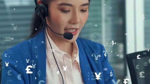 Customer support call center provide data with envisional graphic Stock Footage 165973612
