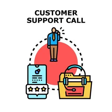 Customer support call connecting client service and feedback Stock Illustration