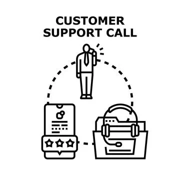 Customer support call connecting client service and feedback Stock Illustration