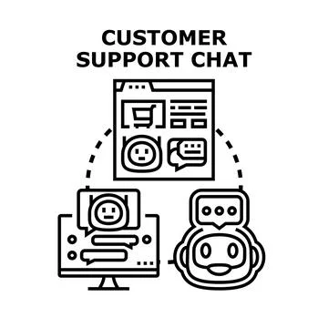 Customer support chat assisting digital online users Stock Illustration